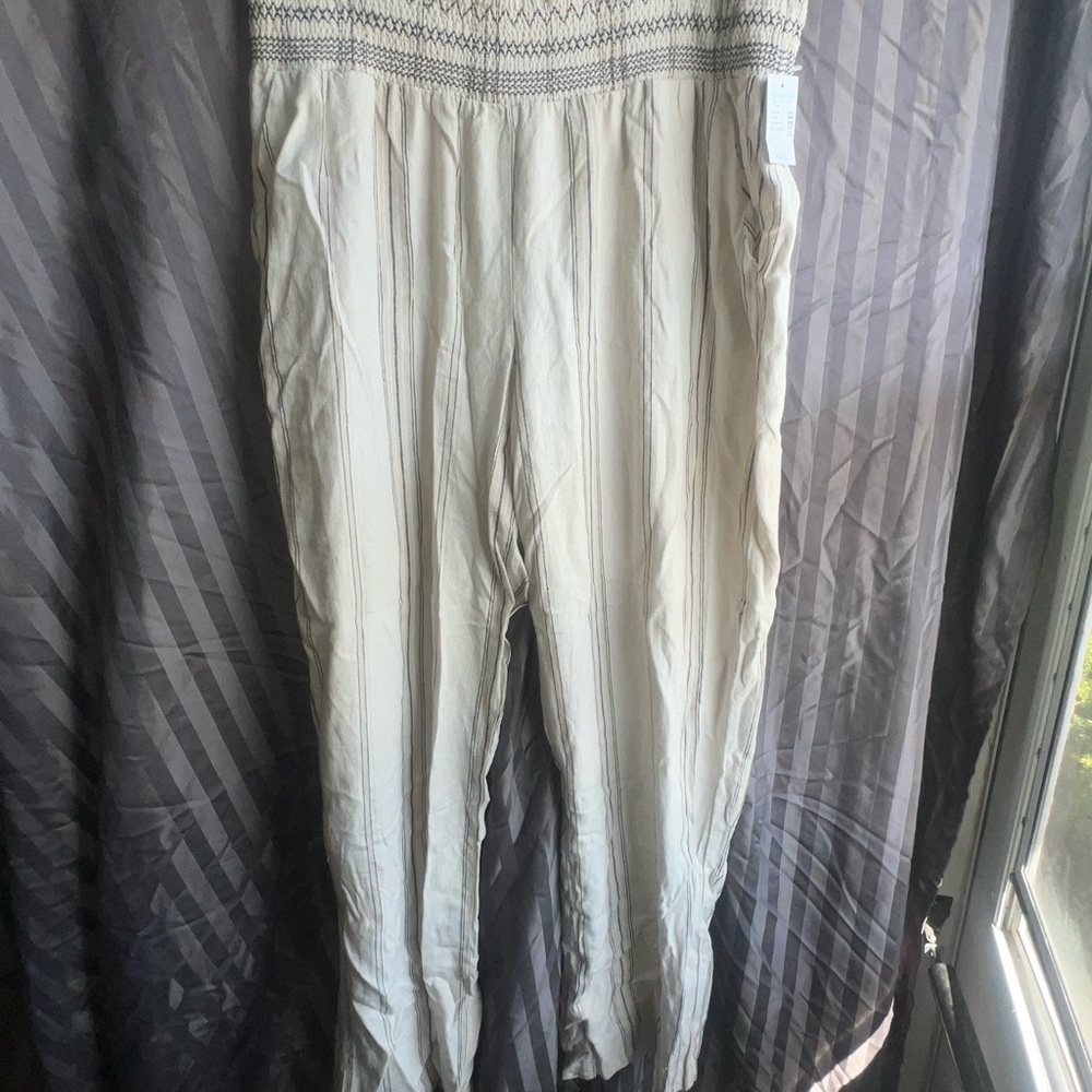Maurices Women Pants 2XL  Striped Linen Blend High Rise Pockets Drawstring